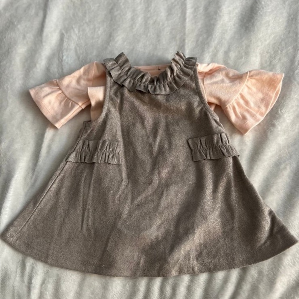 Like New Pink and Gray Baby Dress Size 3-6M